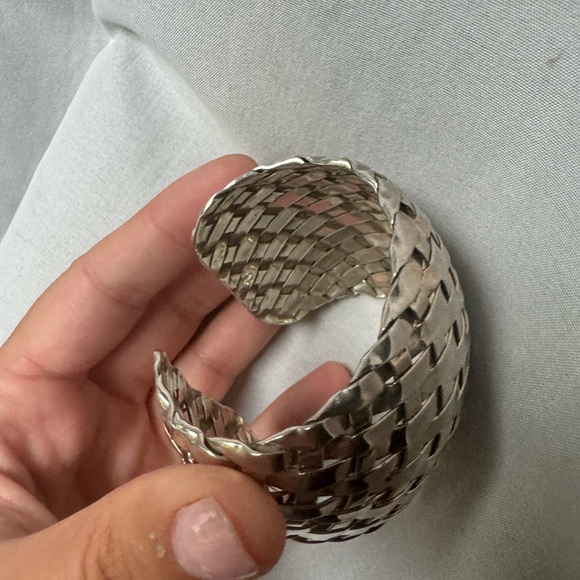 Very large woven 925 Sterling silver cuff bracelet - Picture 11 of 11